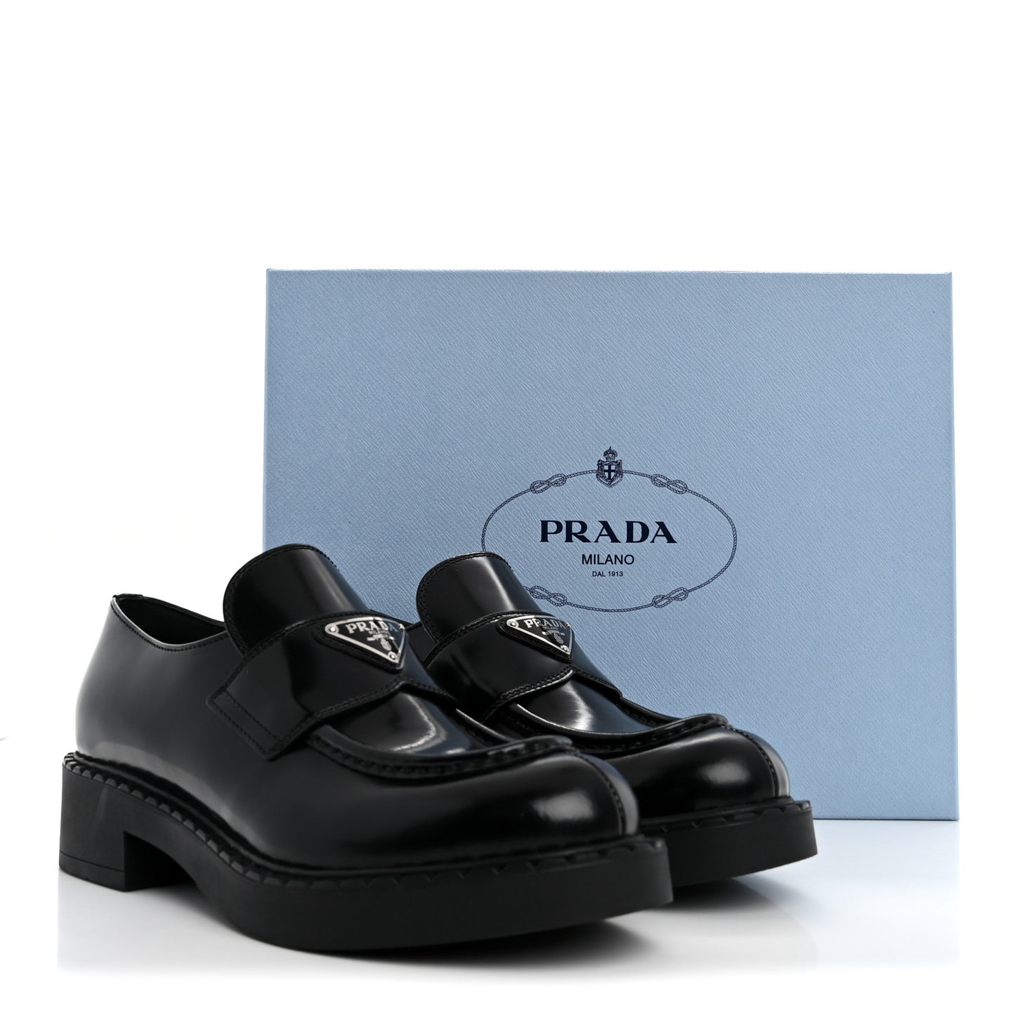 Spazzolato Metal Triangle Logo 50mm Loafers 39 Black
