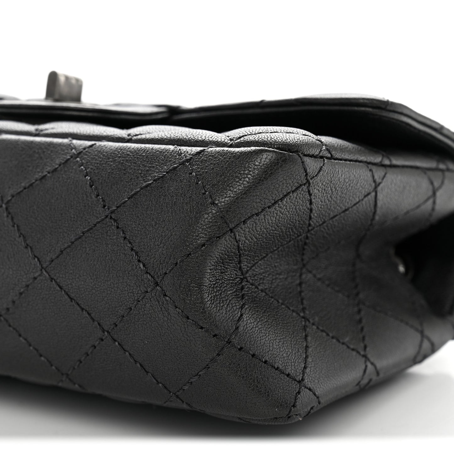 Metallic Sheepskin Quilted 2.55 Reissue Mini Flap Dark Grey