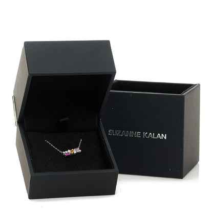 Suzanne Kalan 18K White Gold Diamond Pink Sapphire Citrine Fireworks Bar Necklace 6 of 6