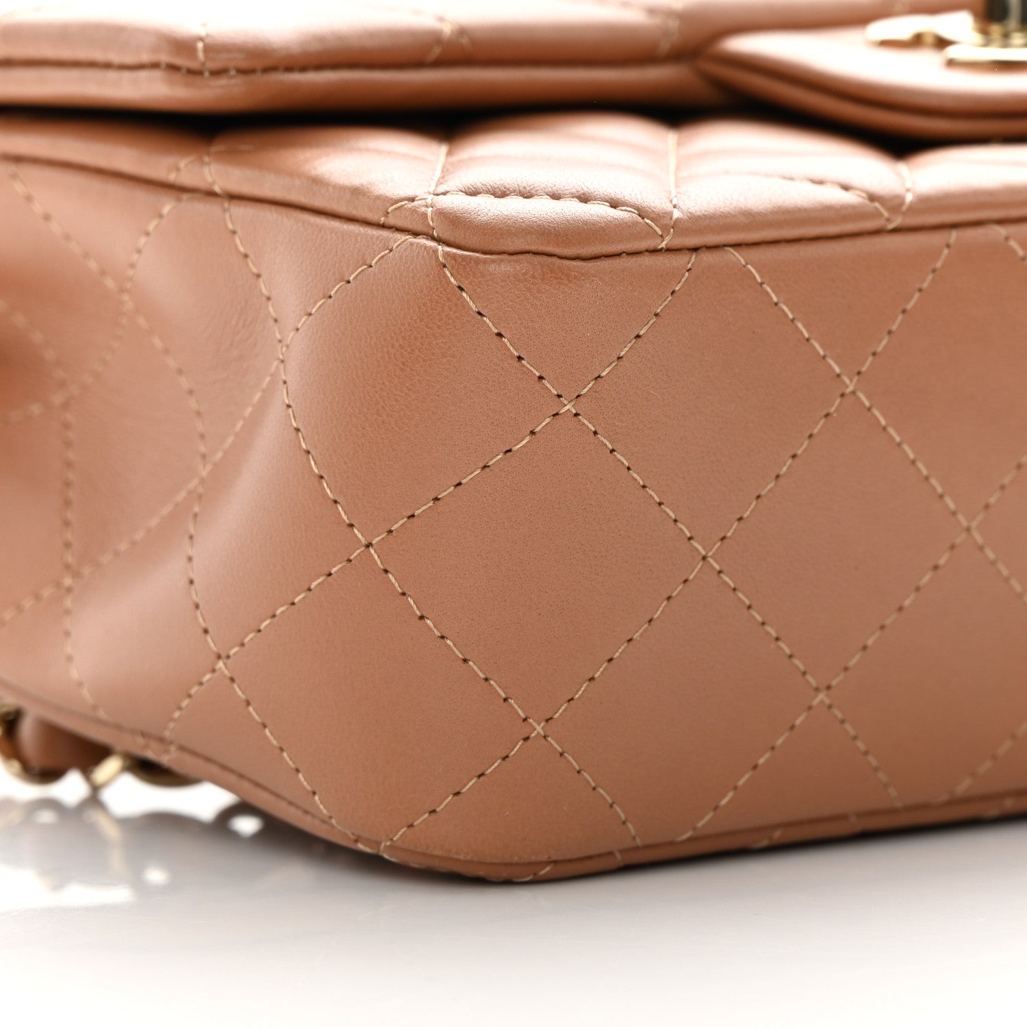 Chanel Lambskin Quilted Mini Rectangular Flap Dark Beige 9 of 11