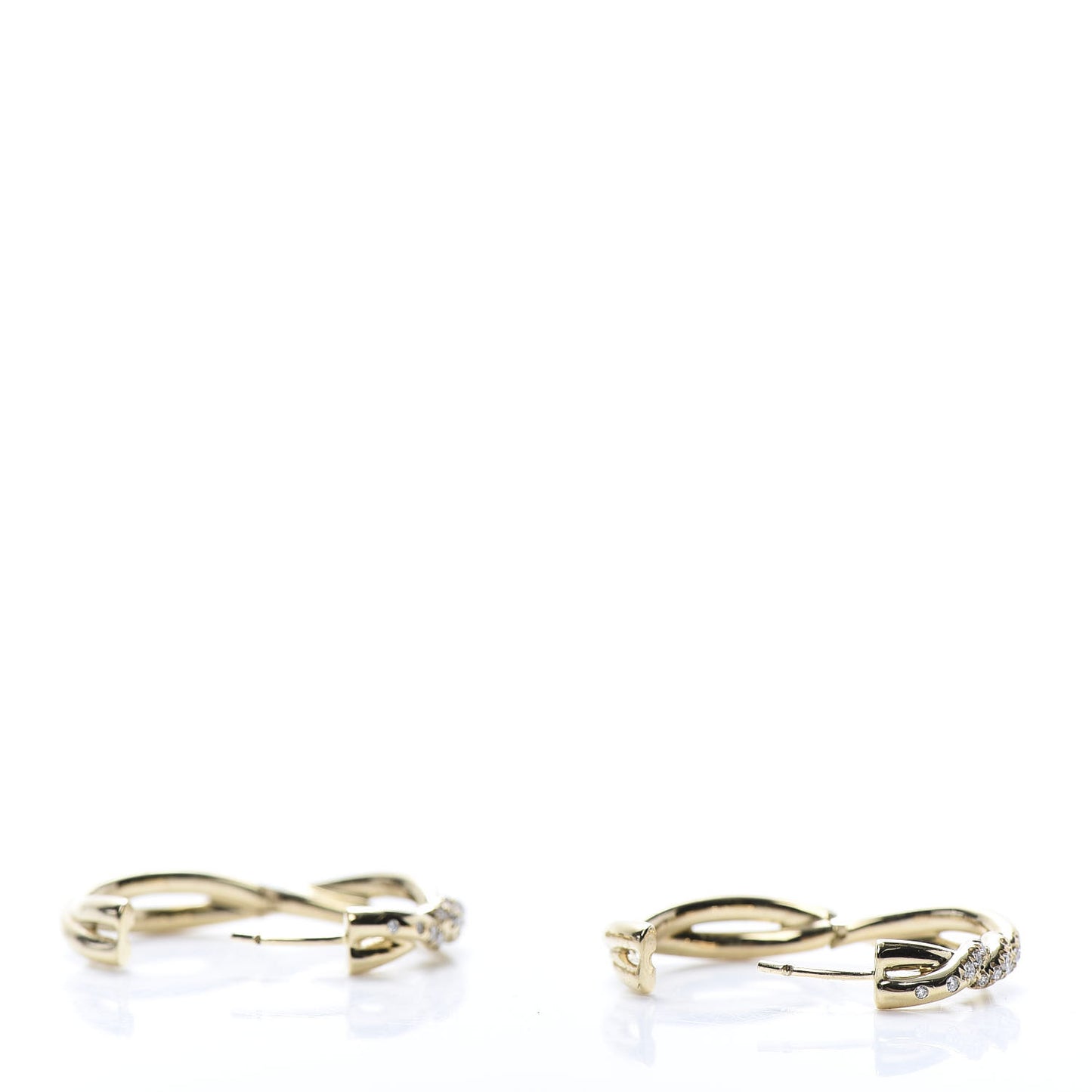 18K Yellow Gold Diamond 21mm Continuous Hoop Earrings