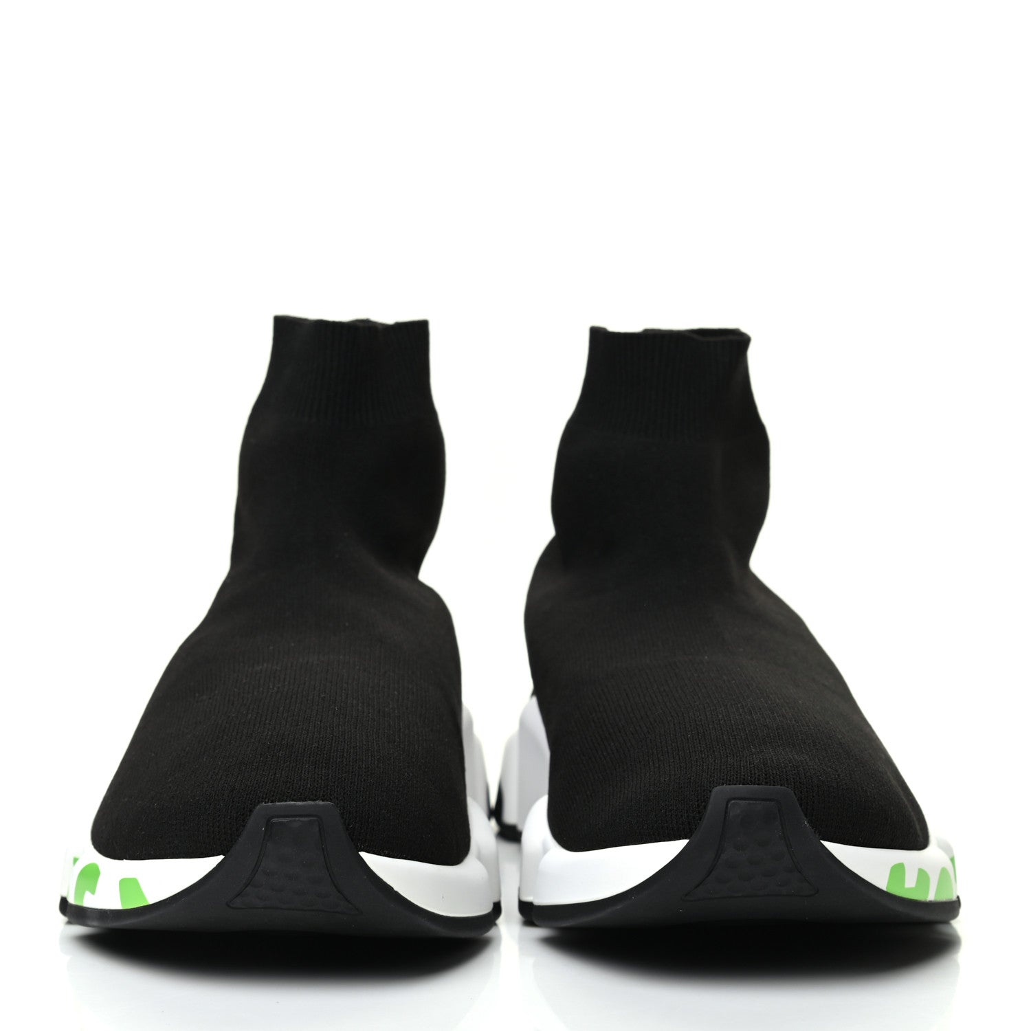 Balenciaga Neoprene Knit Mens Speed Graffiti Sneakers 42 Black White Fluo Green 2 of 7