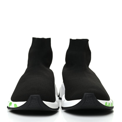 Balenciaga Neoprene Knit Mens Speed Graffiti Sneakers 42 Black White Fluo Green 2 of 7