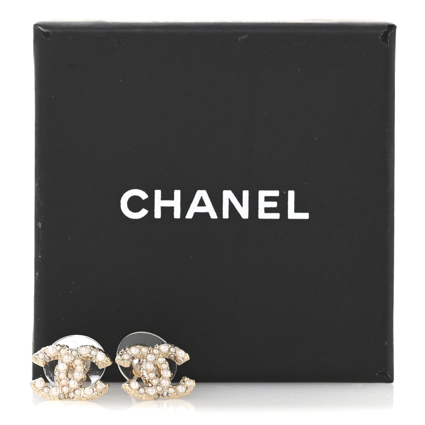 Metal Graduated Pearl Crystal CC Earrings Light Gold