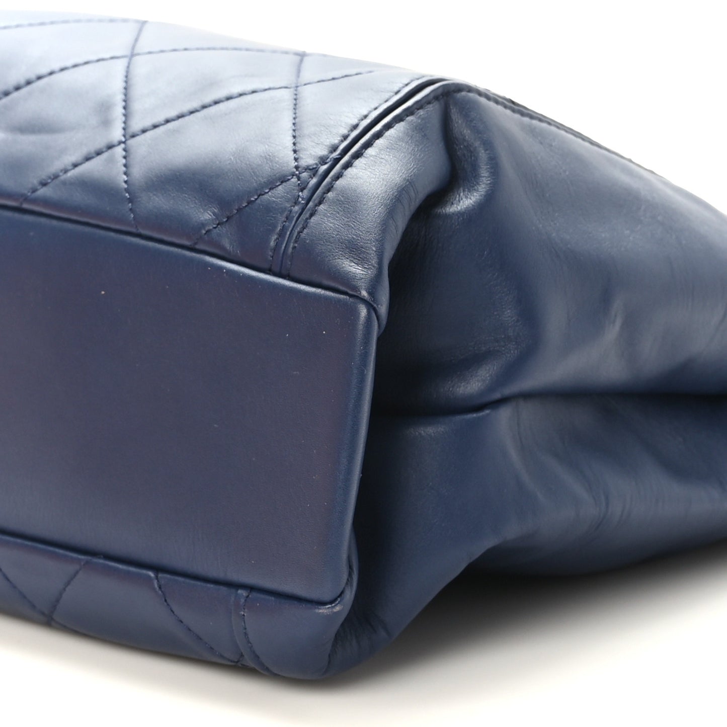 Calfskin Quilted CC Front Pocket Shopping Tote Navy