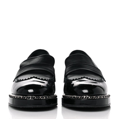 Chanel Patent Lambskin CC Chain Mocassin Loafers 37 Black 2 of 9