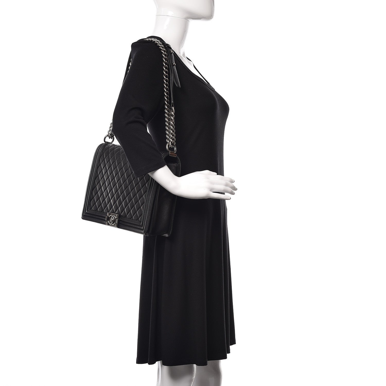 Chanel Lambskin Quilted Large Boy Flap Black 2 of 9