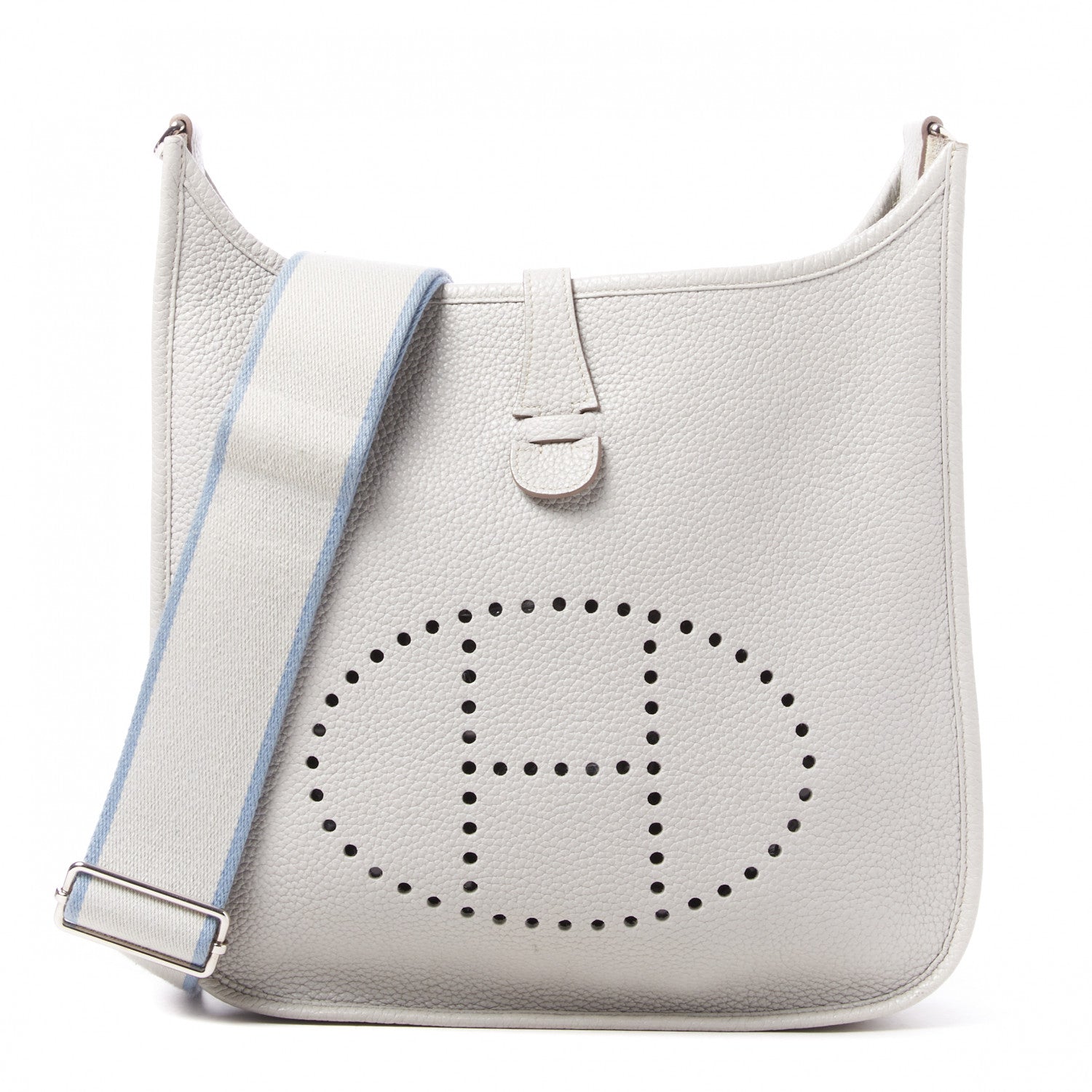 Hermes Taurillon Clemence Evelyne III PM Gris Perle Bleu Lin 1 of 8