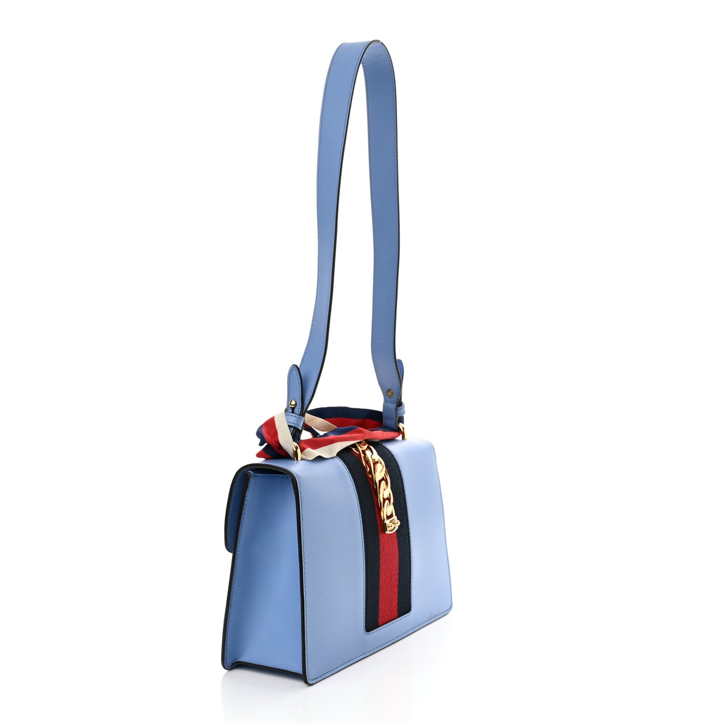 Calfskin Small Sylvie Shoulder Bag Clear Sky Blue