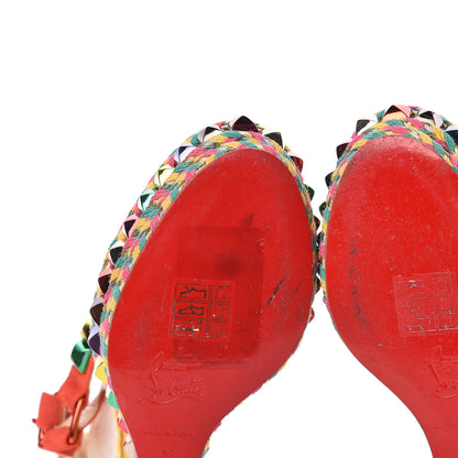 Christian Louboutin Lambskin Suede Cubana Cataclou 140 Wedge Sandals 35 Poppy 10 of 12