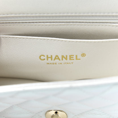 Chanel Iridescent Calfskin Quilted Mini Rectangular Flap White 6 of 11