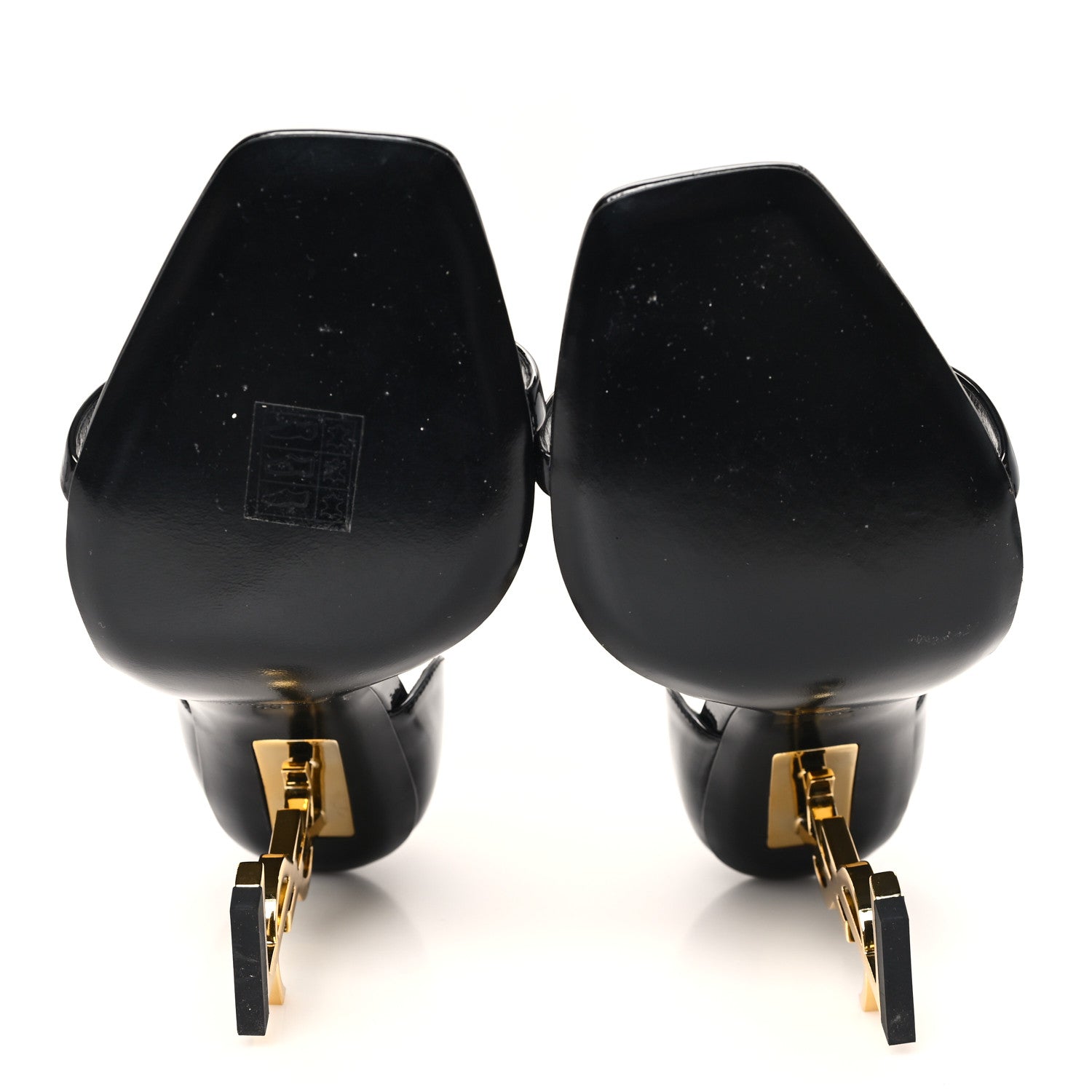 Saint Laurent Patent Calfskin Opyum 110 Sandals 40 Black Gold 6 of 11