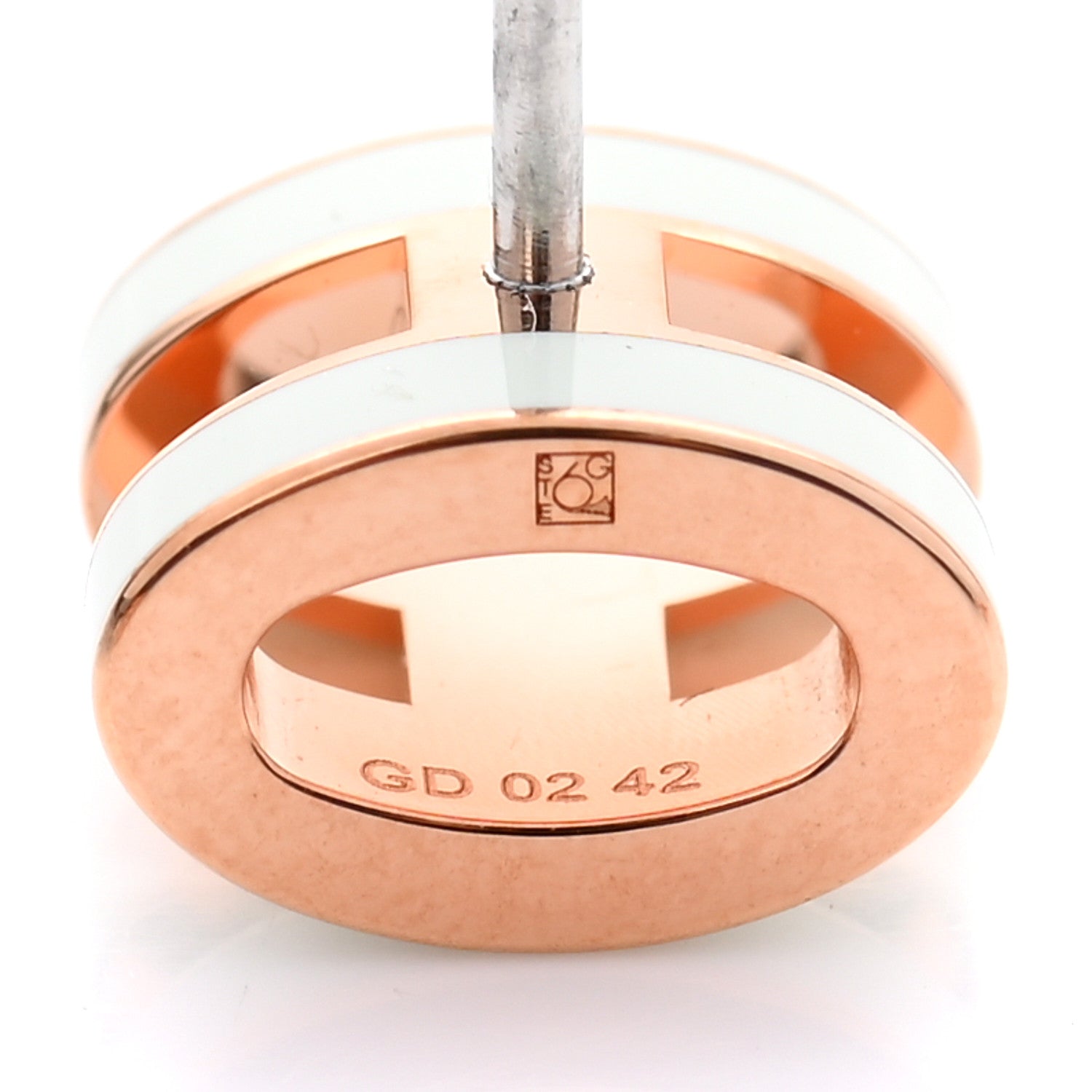 Hermes Rose Gold Lacquered Mini Pop H Earrings Vert Fizz 5 of 6