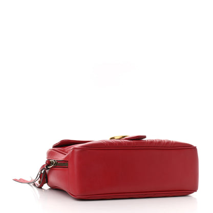Gucci Calfskin Matelasse Sylvie Web Small GG Marmont Top Handle Shoulder Bag Hibiscus Red 4 of 13