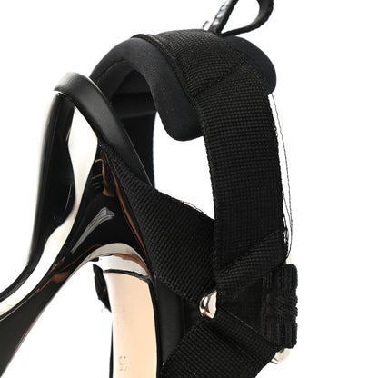 Fendi FF Perforated Calfskin Slingback Mid-Heel Pumps 35 Black 9 of 10