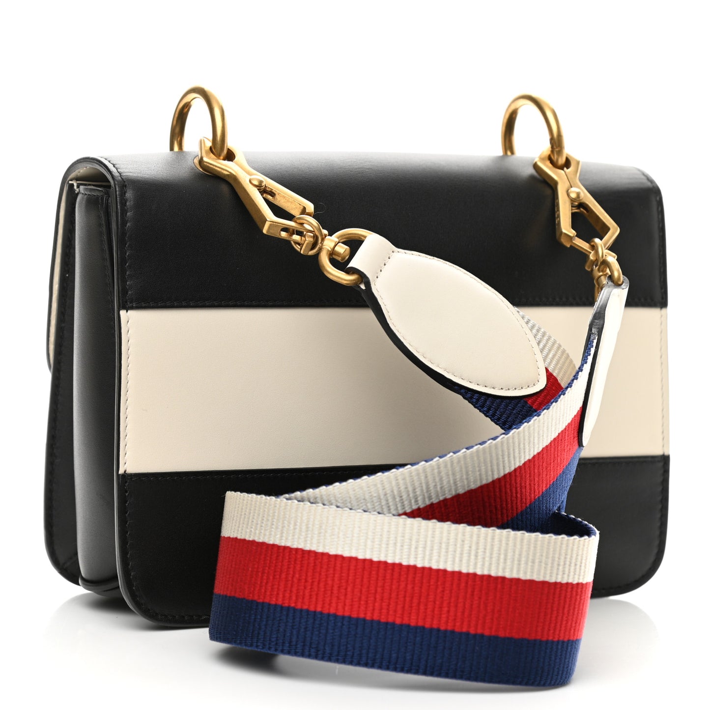 Calfskin Sylvie Web Queen Margaret Shoulder Bag Mystic White Black