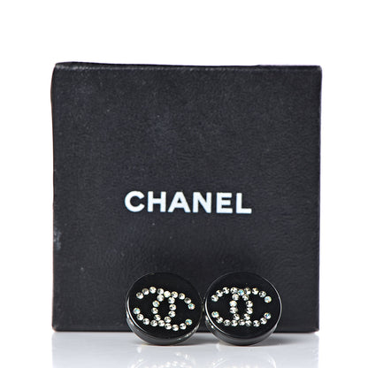 Chanel Resin Crystal CC Clip On Earrings Black 7 of 7