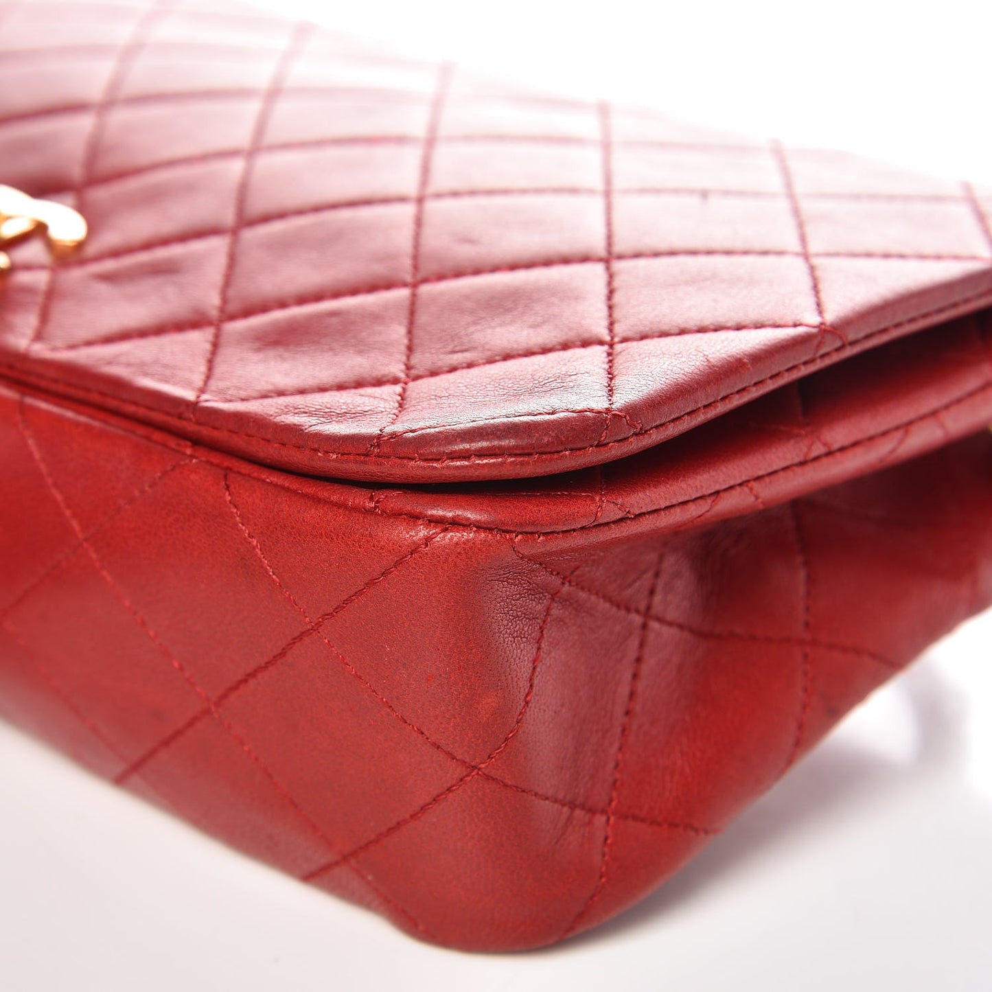 Lambskin Quilted Small Single Flap Red