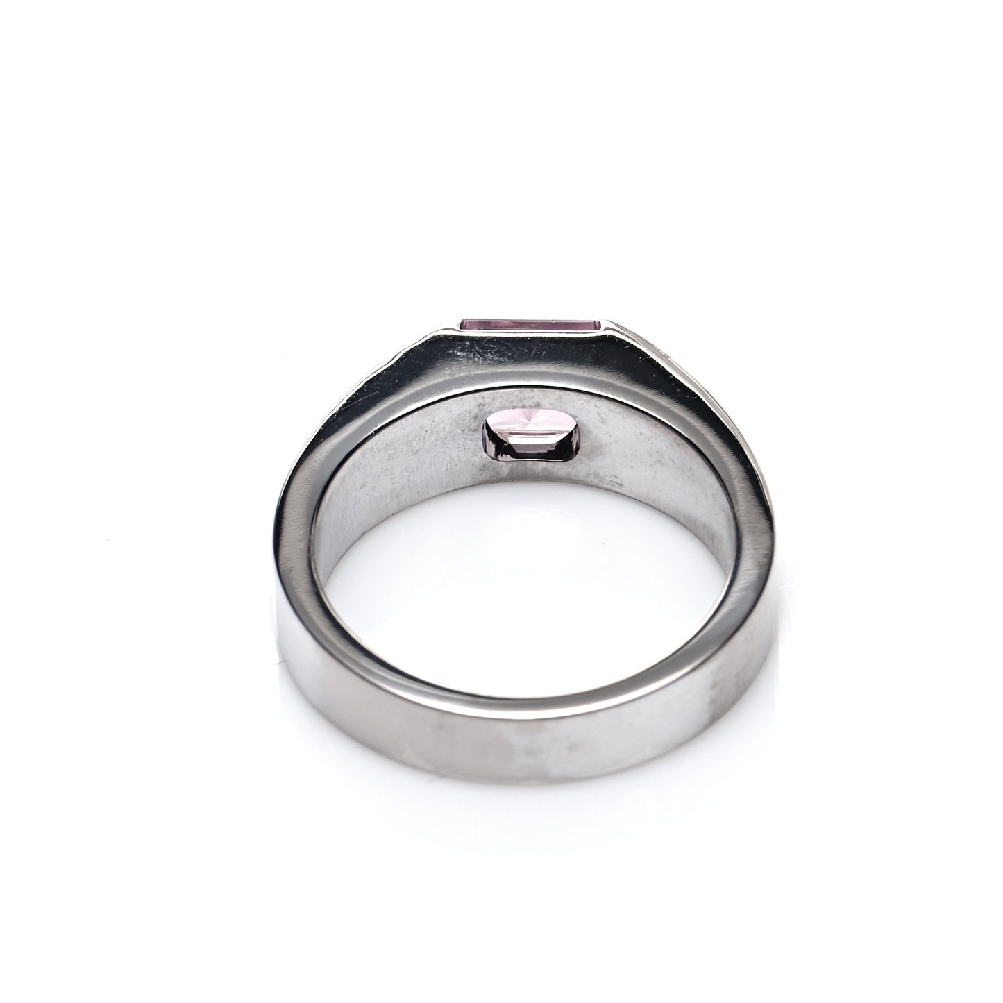18K White Gold Pink Tourmaline Tank Ring 52 6