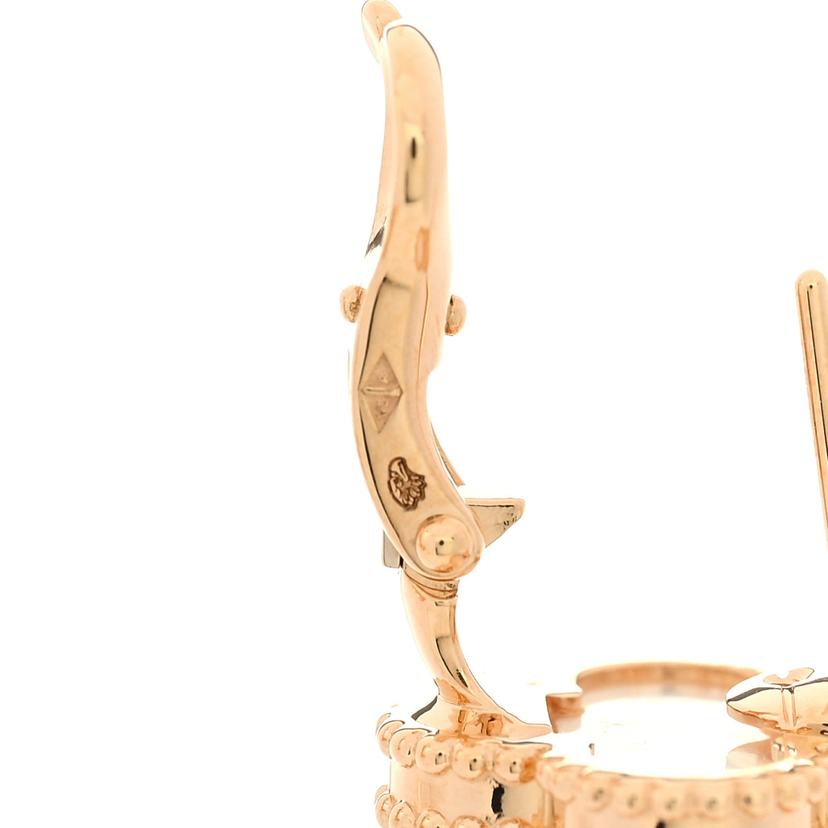 Van Cleef & Arpels 18K Yellow Gold Mother of Pearl Vintage Alhambra Earrings 5 of 6