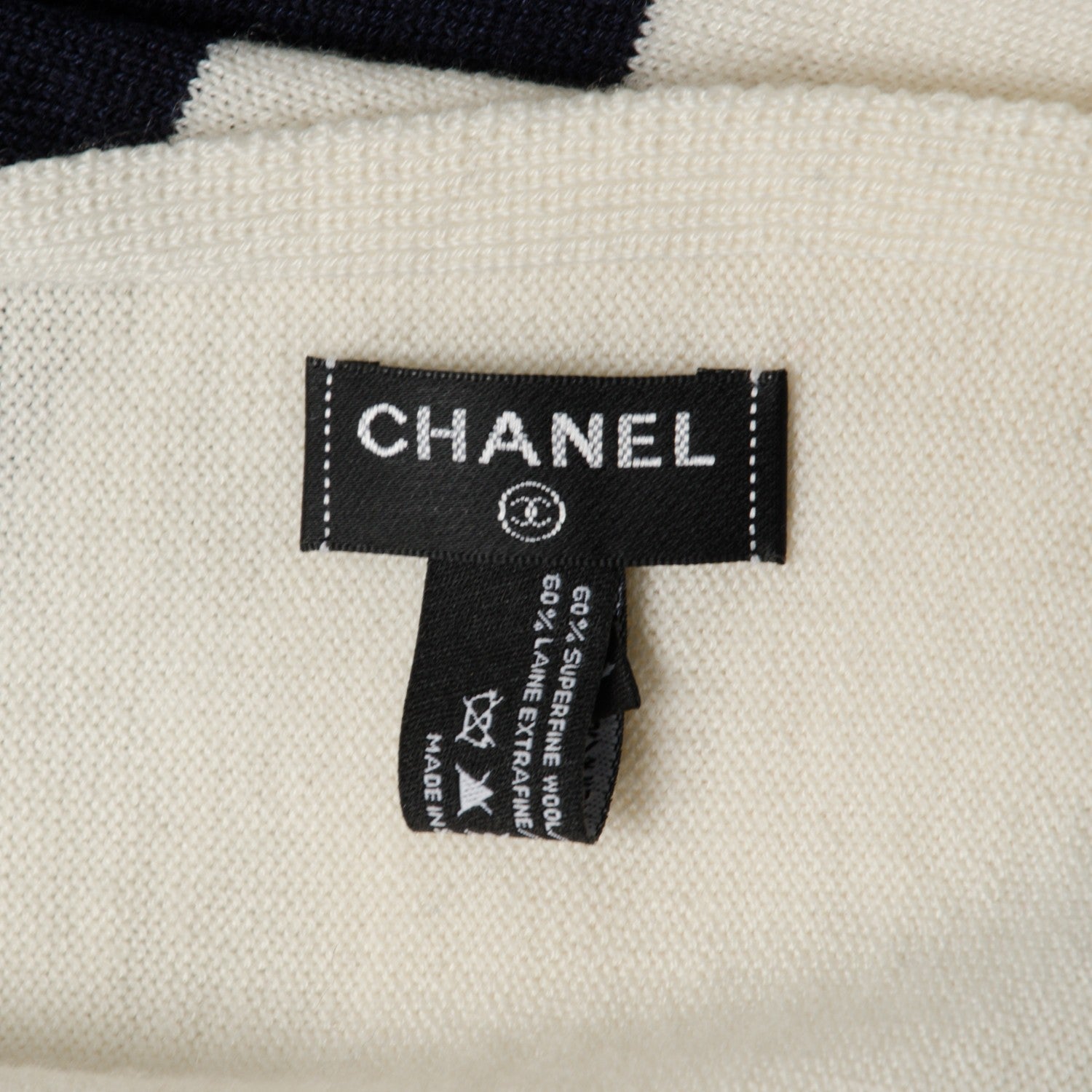 Chanel Cashmere Wool Silk CC Scarf Navy 4 of 4