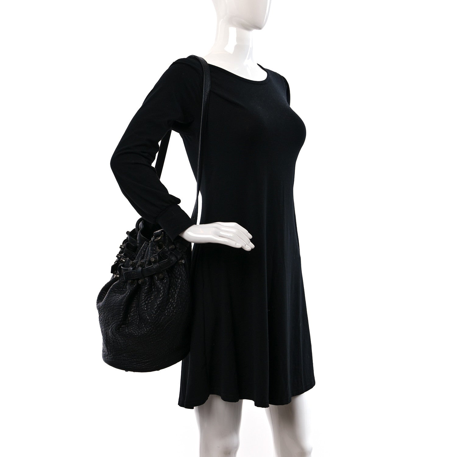 Alexander Wang Pebbled Lambskin Diego Bucket Bag Black Nickel Hardware 2 of 9