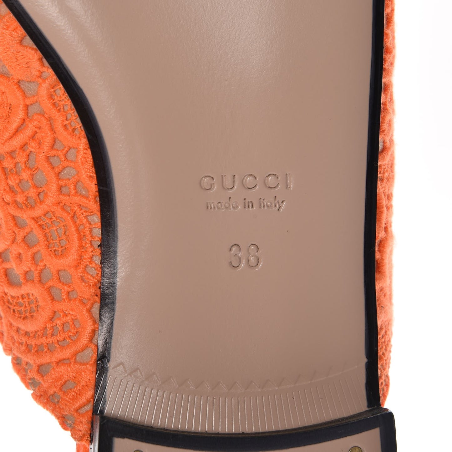 Lace Malaga Kid Womens Princetown Slippers 38 Orange Fluo Skin Rose