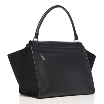 Celine Drummed Calfskin Suede Large Trapeze Black 3 of 17