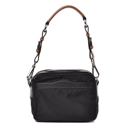 Prada Tessuto Nylon Saffiano Shoulder Bag Black Cuoio 1 of 12