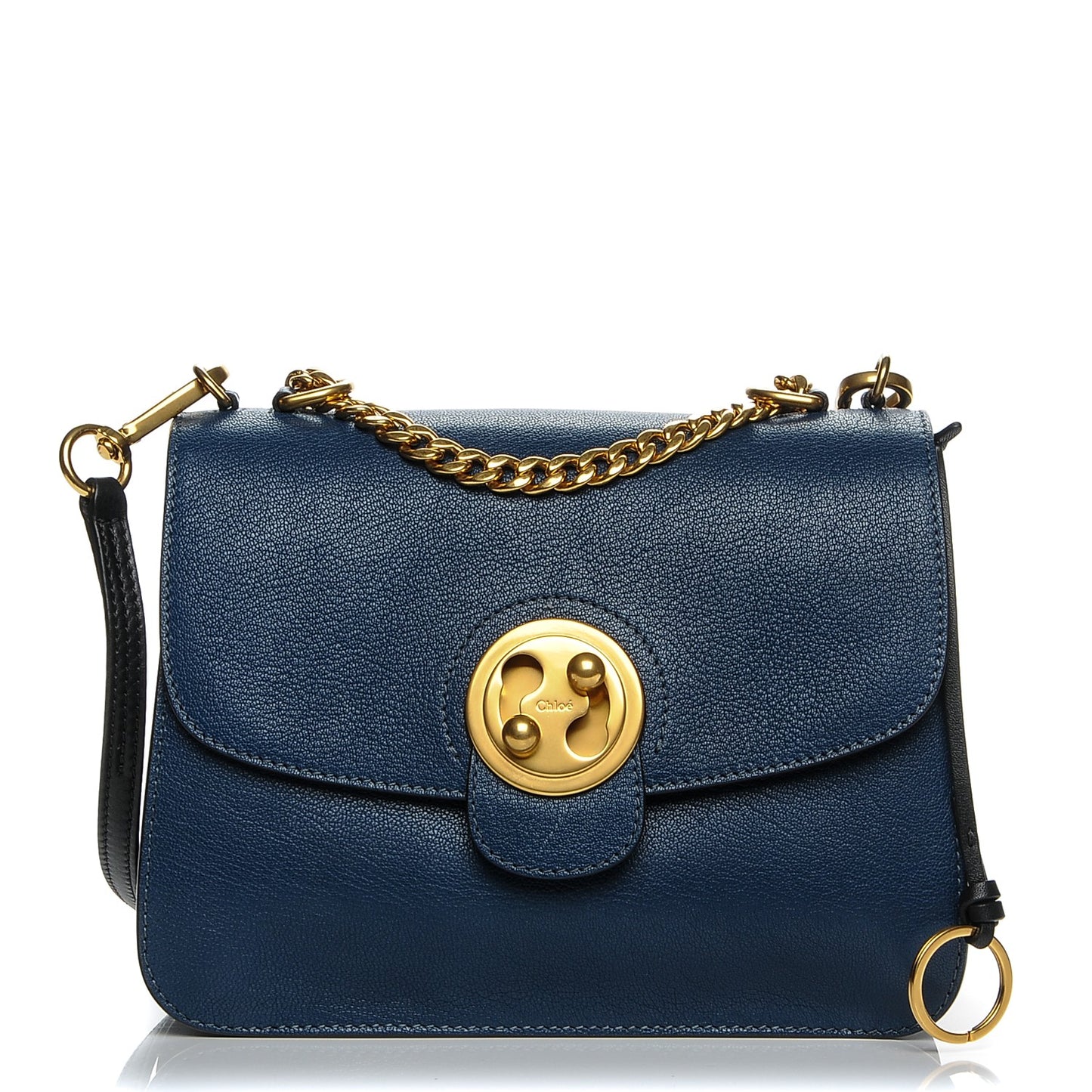 Goatskin Medium Mily Shoulder Bag Denim Blue