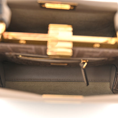 Fendi Vitello Seta Canvas FF Embroidered Mini Peekaboo Iconic Satchel Tartufo 6 of 10