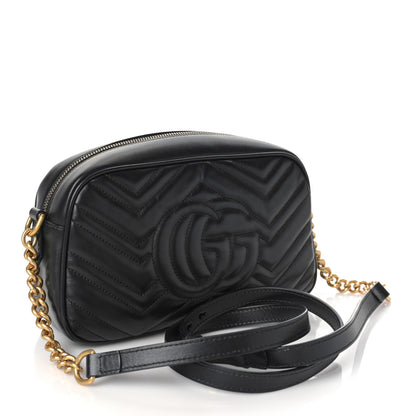 Gucci Calfskin Matelasse Small GG Marmont Chain Shoulder Bag Black 3 of 10