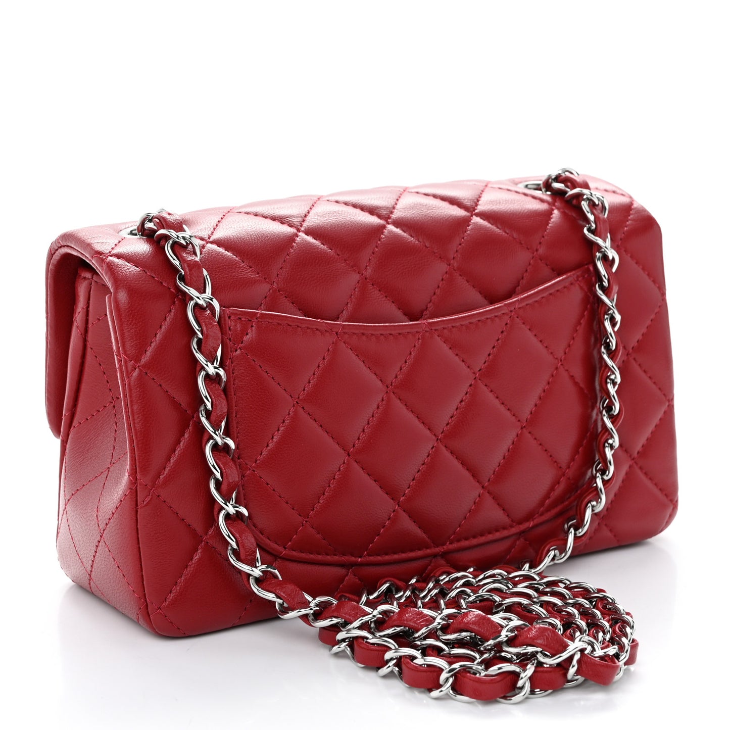 Lambskin Quilted Mini Rectangular Flap Red