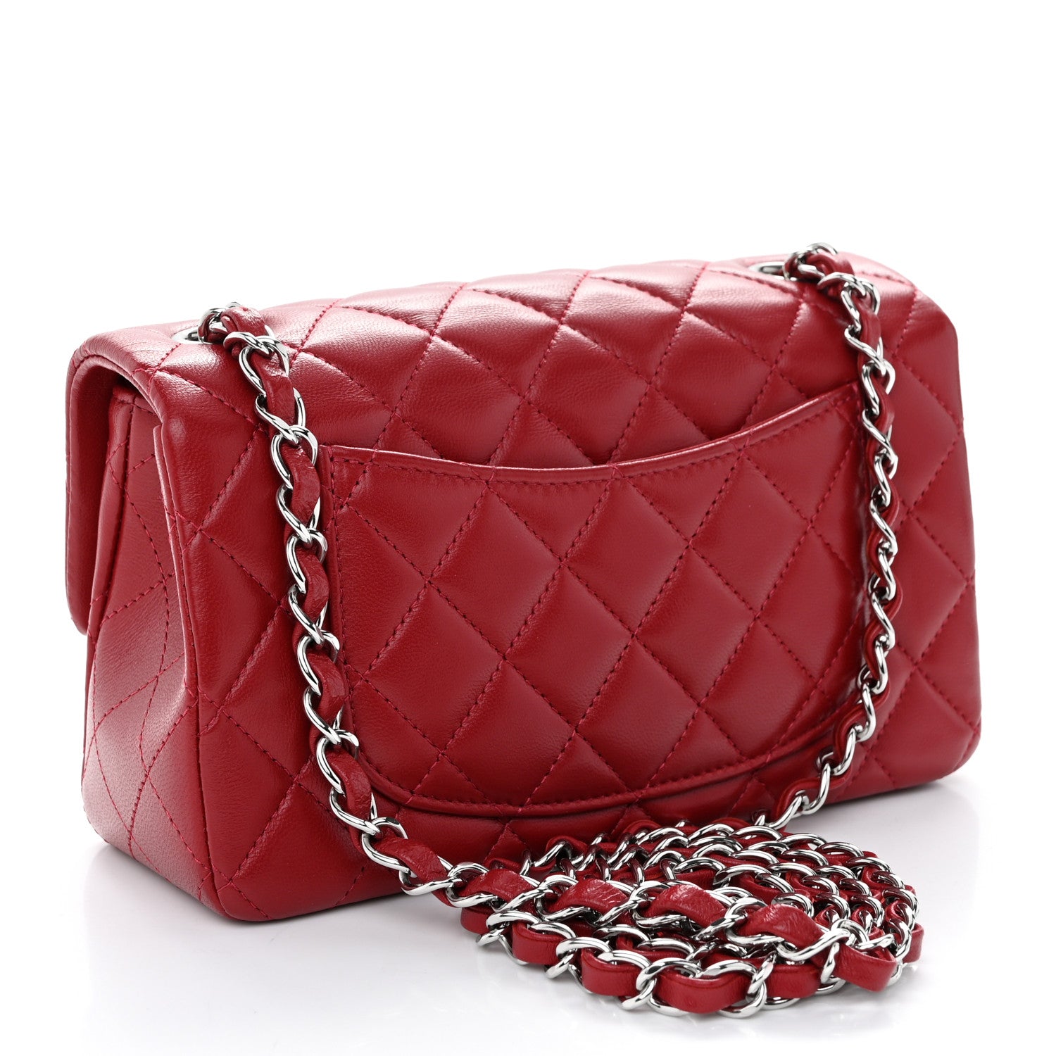 Chanel Lambskin Quilted Mini Rectangular Flap Red 3 of 10