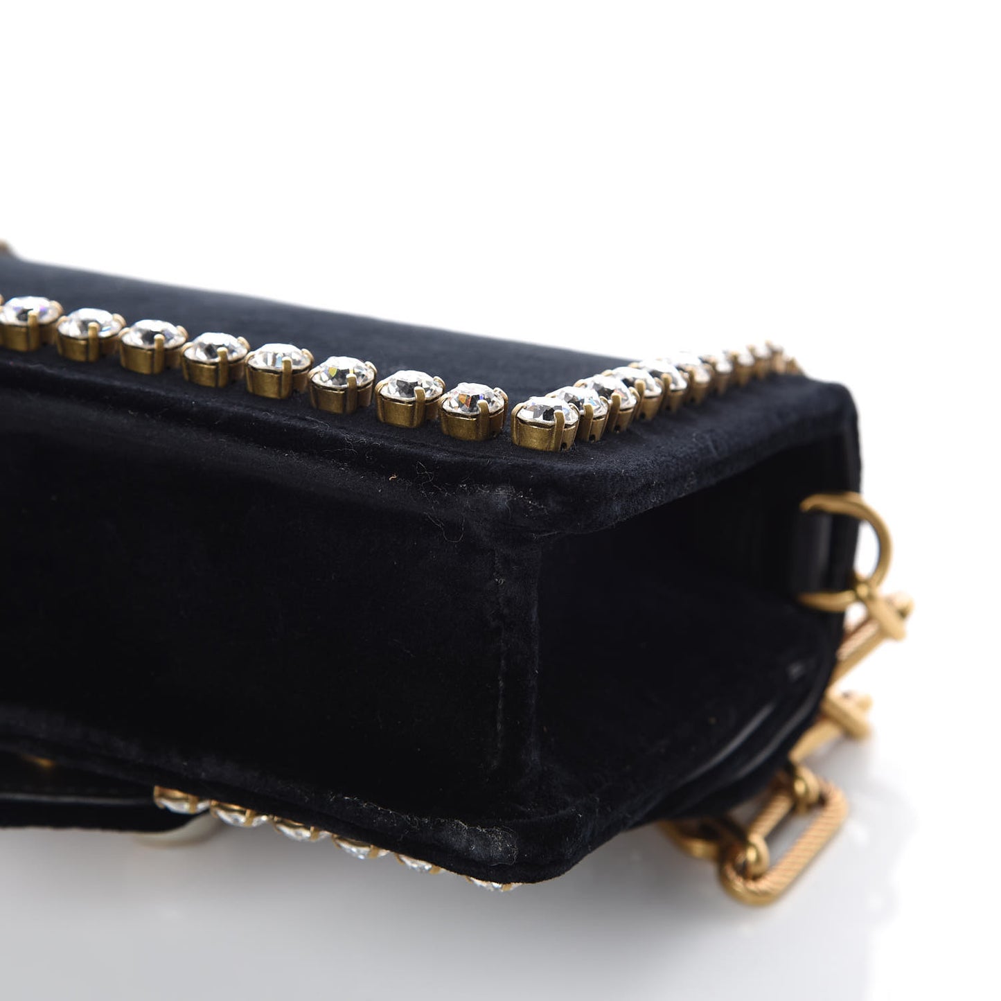 Velvet Crystal Mini Bee Broadway Shoulder Bag Black