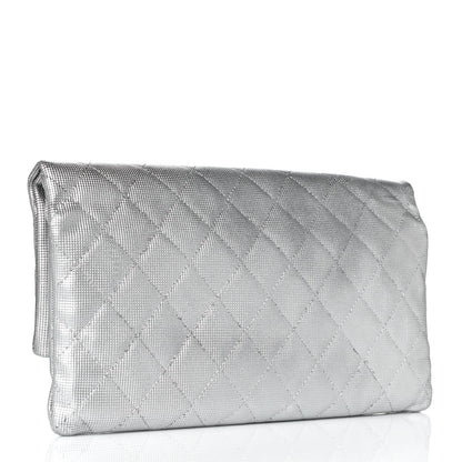 Chanel Metallic Calfskin Quilted Pixel Effect CC Beauty Clutch Silver 3 of 10
