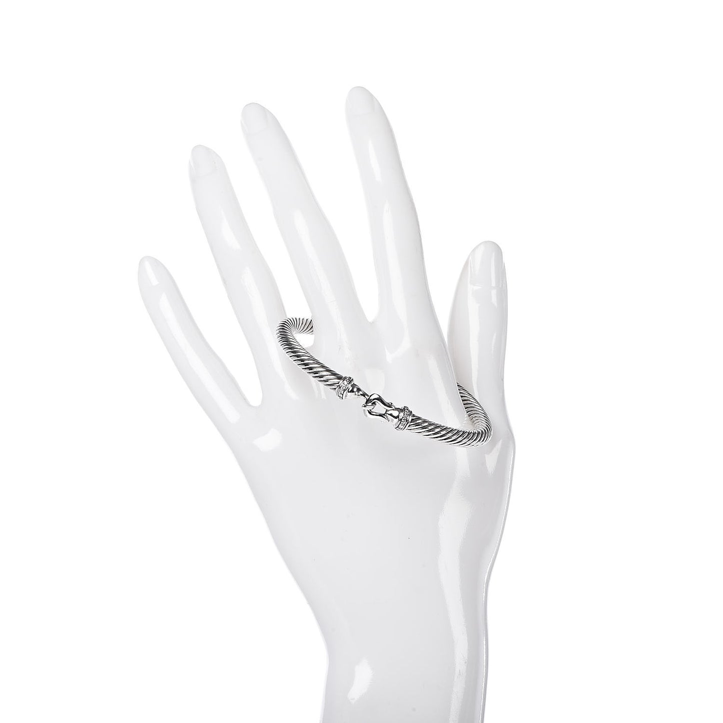 Sterling Silver Diamond 5mm Cable Buckle Bracelet