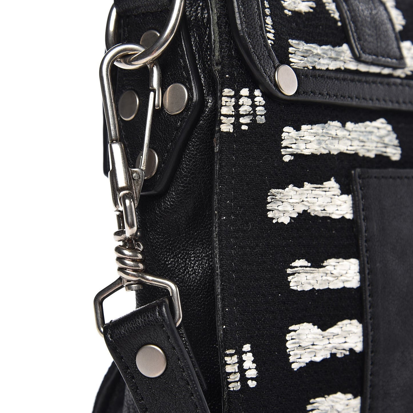 Jacquard Woodblock Tiny PS1 Satchel Black White