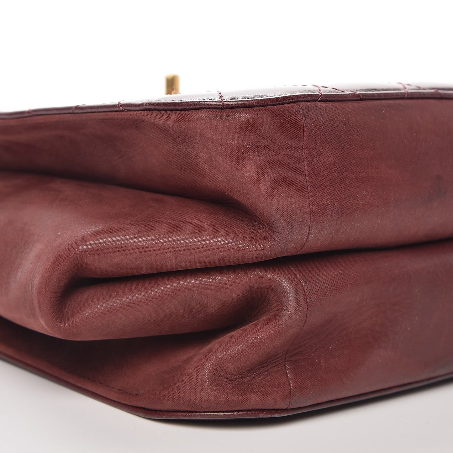 Glazed Iridescent Calfskin Quilted Tote Burgundy