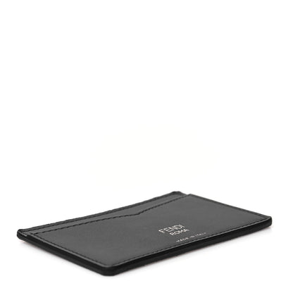 Fendi Vitello Century Matte Glazed Fabric FF Card Holder Tobacco Black 4 of 8