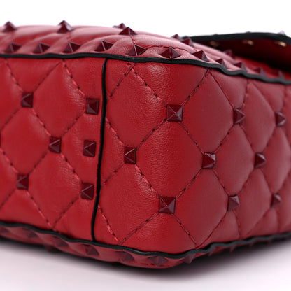 Valentino Garavani Lambskin Monochrome Medium Rockstud Spike Shoulder Bag Red 9 of 10