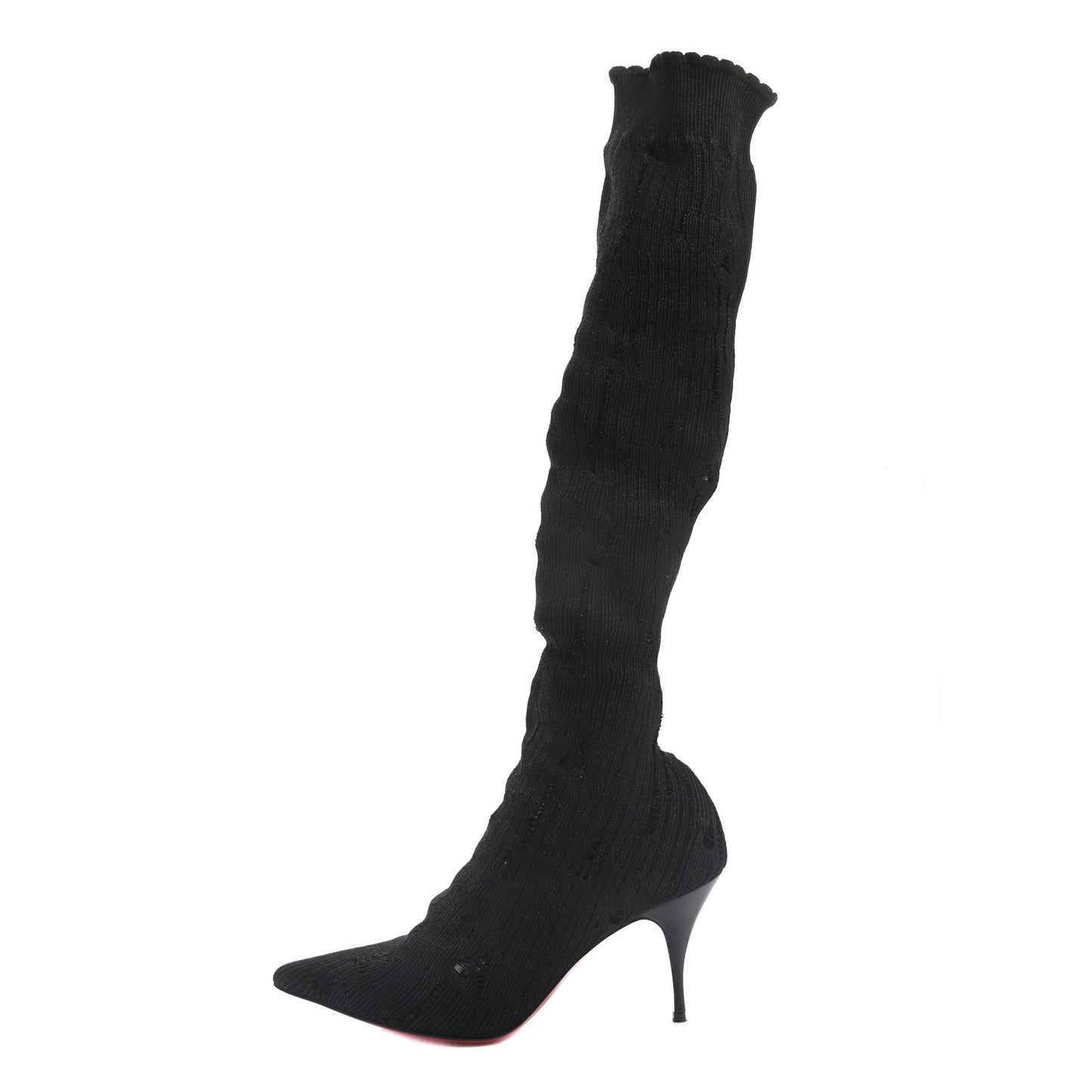 Tricot Lurex Sandrine 80 Sock Knee Boots 38.5 Black