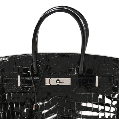 Hermes Shiny Niloticus Crocodile Birkin 30 Black 8 of 11