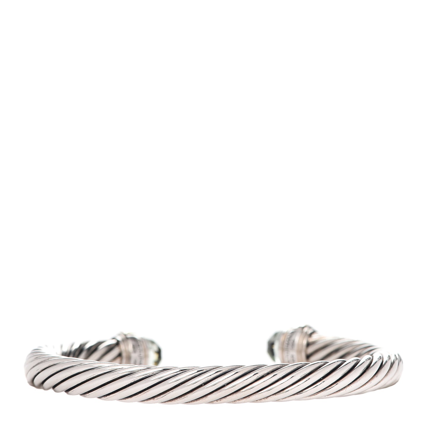 Sterling Silver 14K Yellow Gold Prasiolite 7mm Cable Classics Bracelet