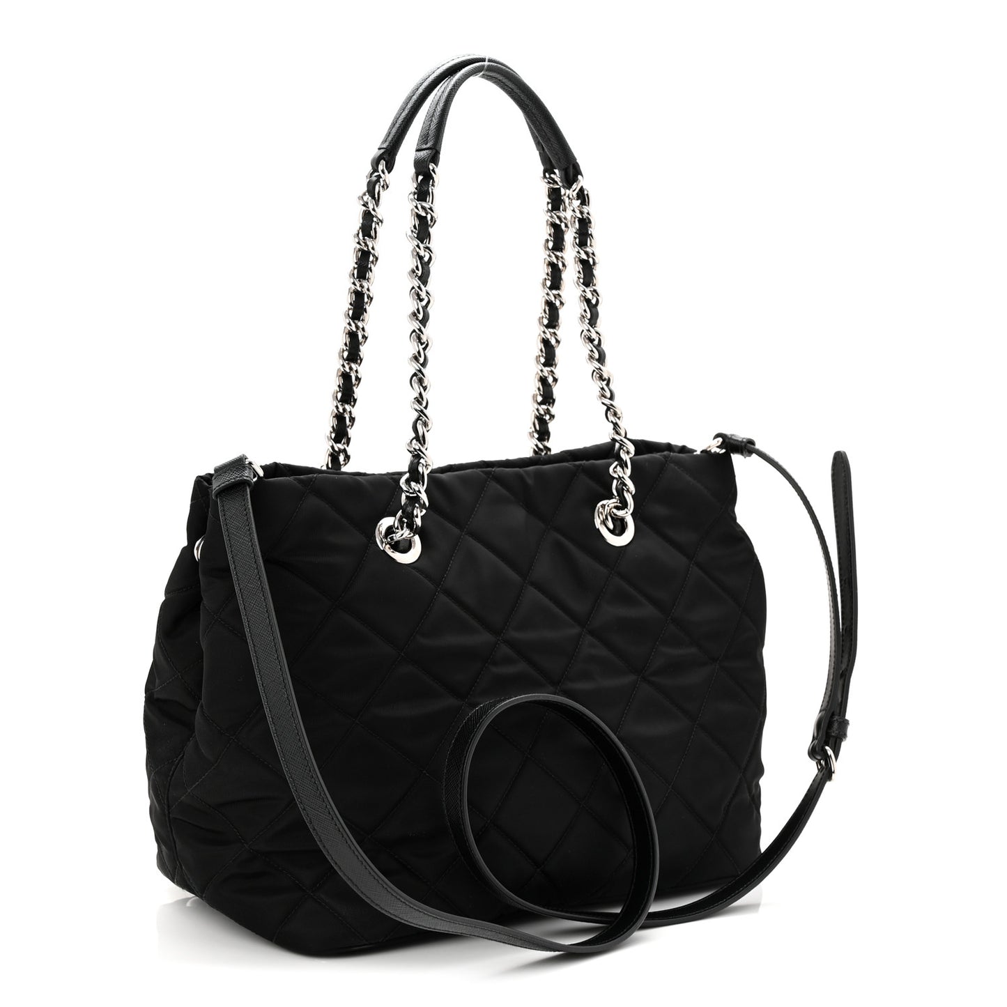 Nylon Tessuto Impuntu Quilted Tote Black