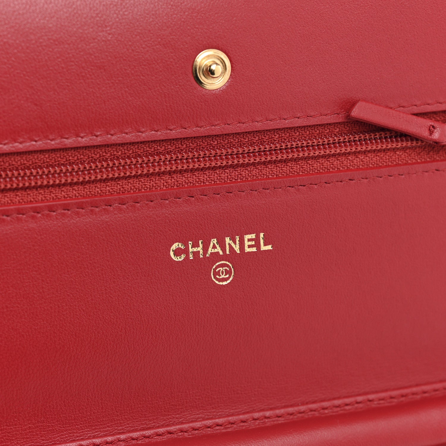 Chanel Lambskin Quilted Wallet On Chain WOC Red 6 of 12
