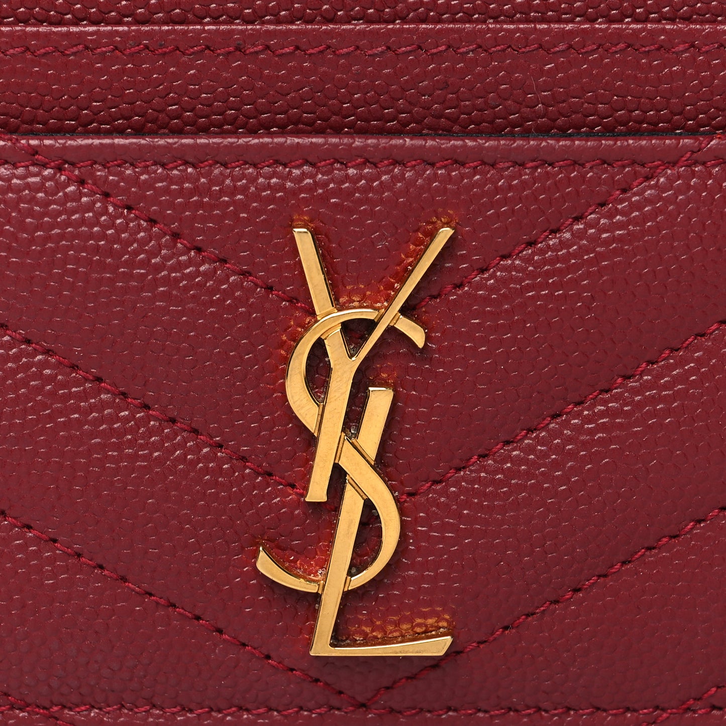 Grain De Poudre Matelasse Chevron Monogram Credit Card Case Opyum Red