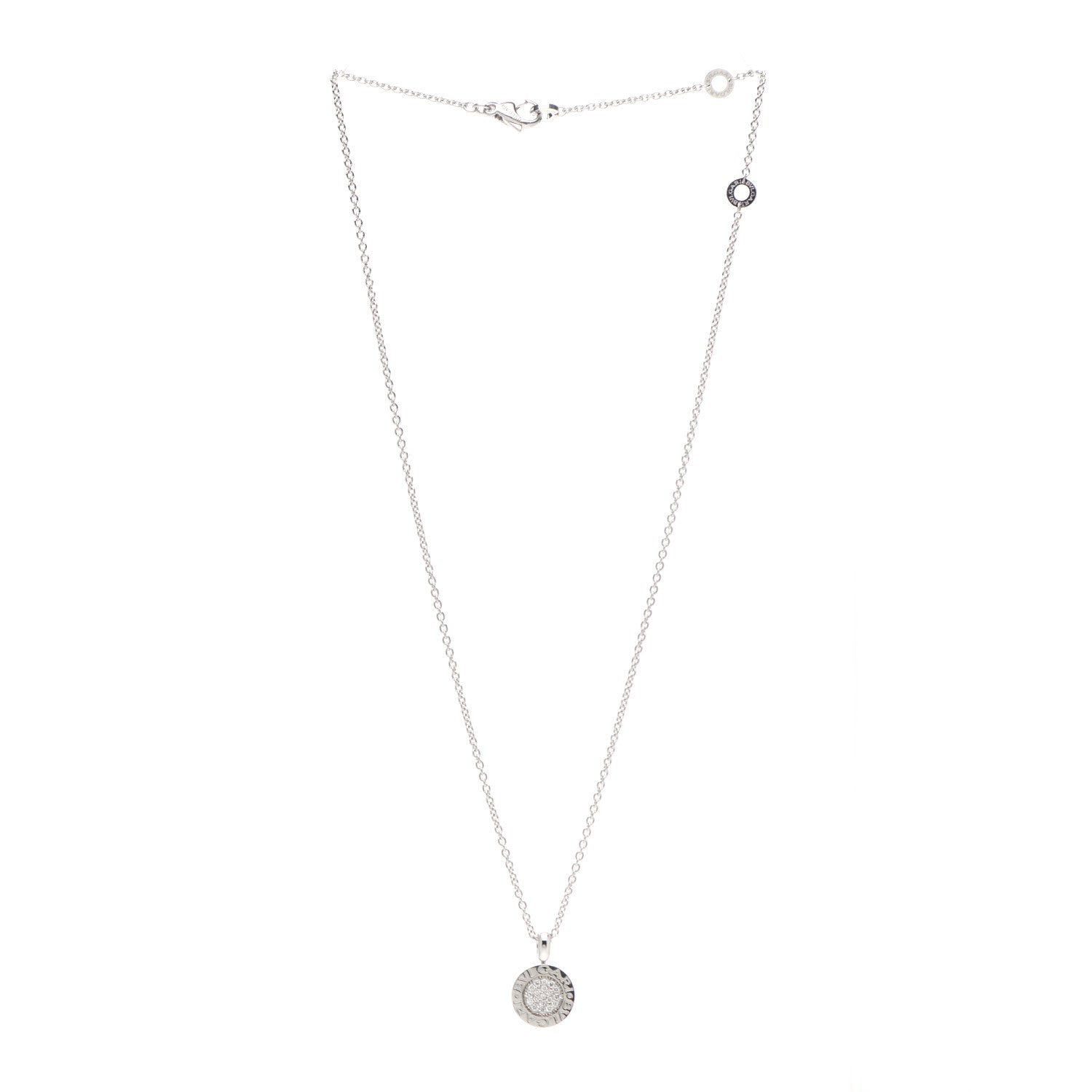Bulgari 18K White Gold Diamond BVLGARI BVLGARI Pave Pendant Necklace 3 of 5