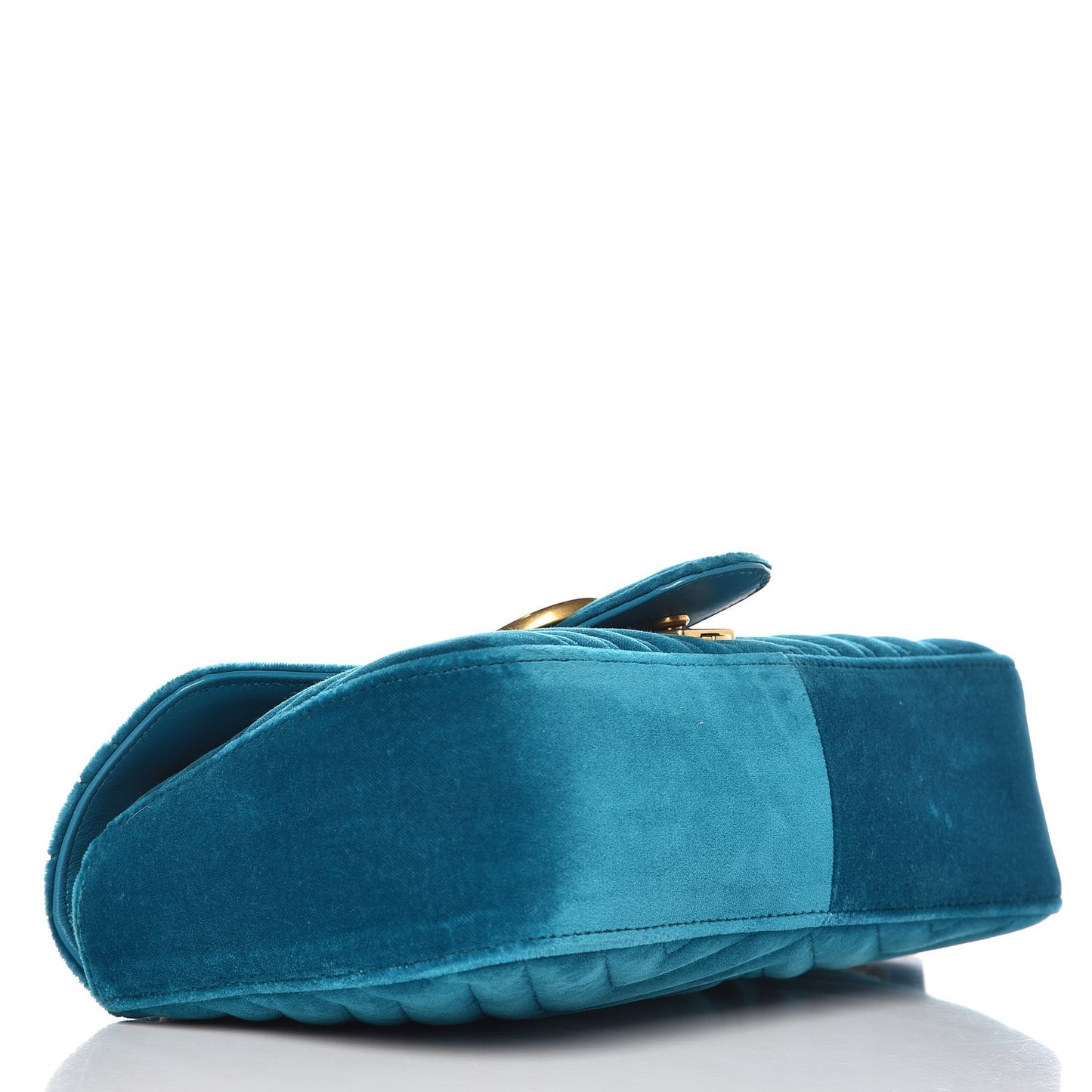 Velvet Matelasse Small GG Marmont Shoulder Bag Pavone Cyan