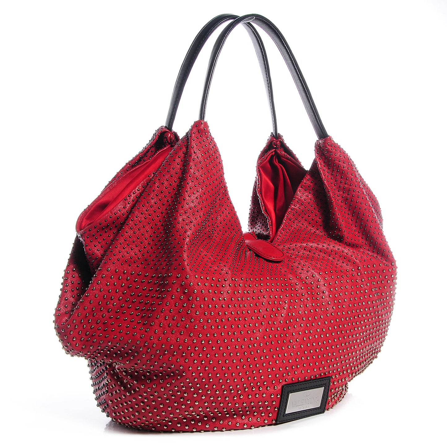Nappa Studded 360 Bow Hobo Red